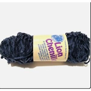 NEW 4 Skeins of Lion Brand Chenille Yarn Midnight Blue